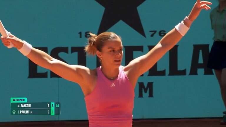 Sakkari arrasa Paolini na primeira vitória contra uma top 10 em 2025 rumo aos ‘oitavos’ em Madrid